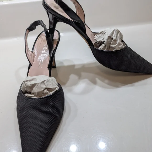 Amalfi Nordstrom Black Tuxedo Slingback Heels - Picture 2 of 10